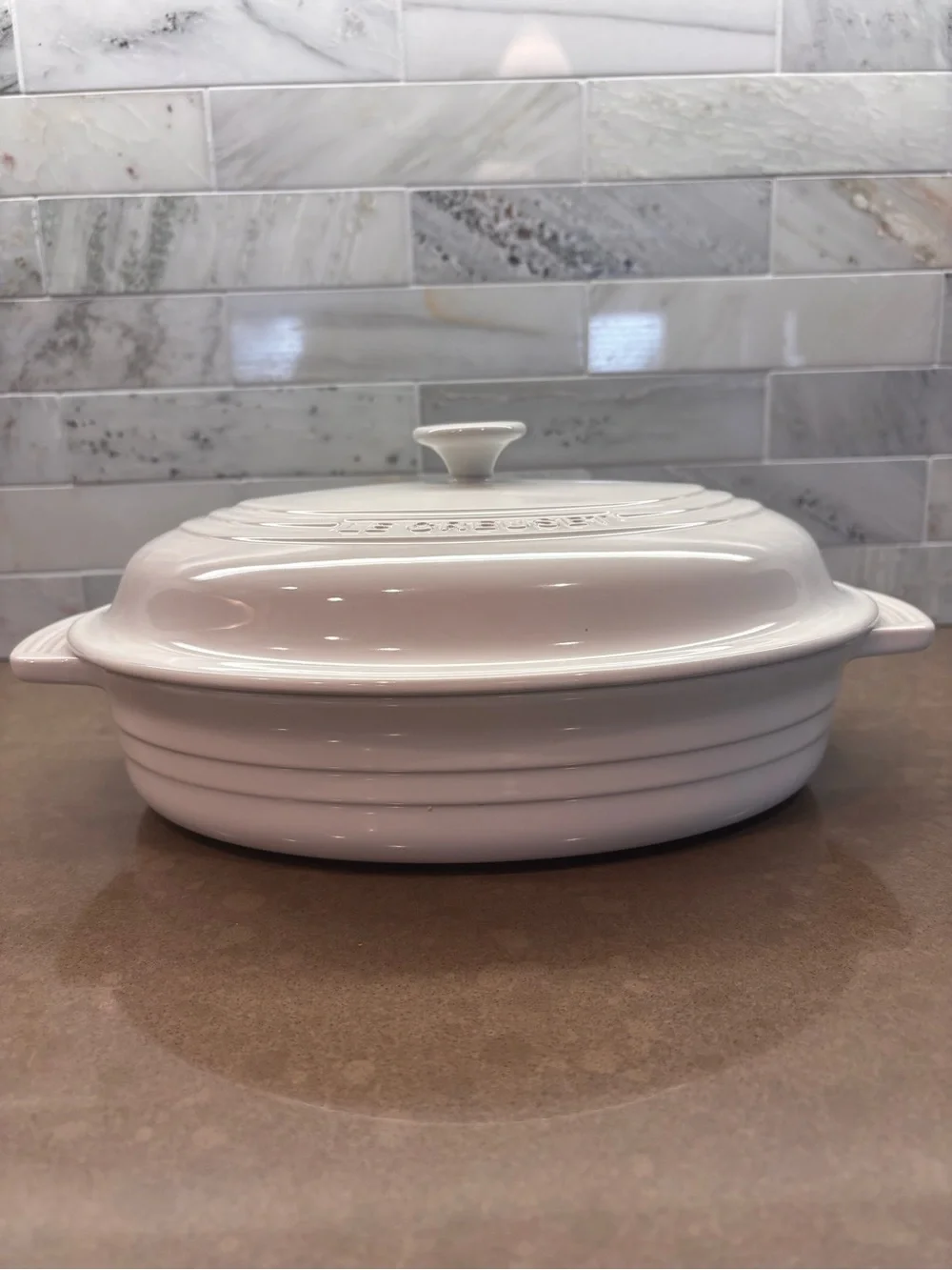 Le Creuset White Oval Covered Casserole Dish